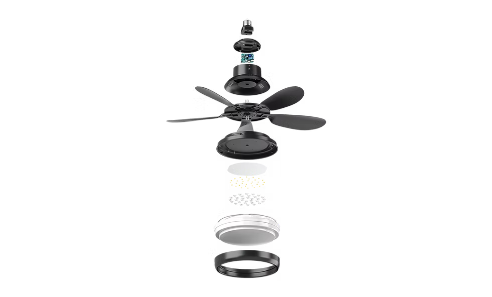 Exploded assembly of the Mood Series E27 Socket Fan Light