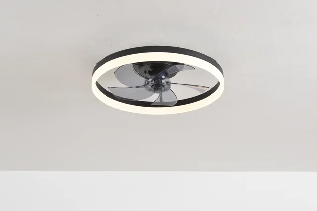 BLT-CFL815A Φ400mm Round Frosted Ceiling Fan Light (Single frosted shade + black body)