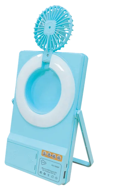 BLT-PE-7006F Dual Function Foldable Ring LED Lamp with Detachable Mini Fan Rechargeable Emergency Light